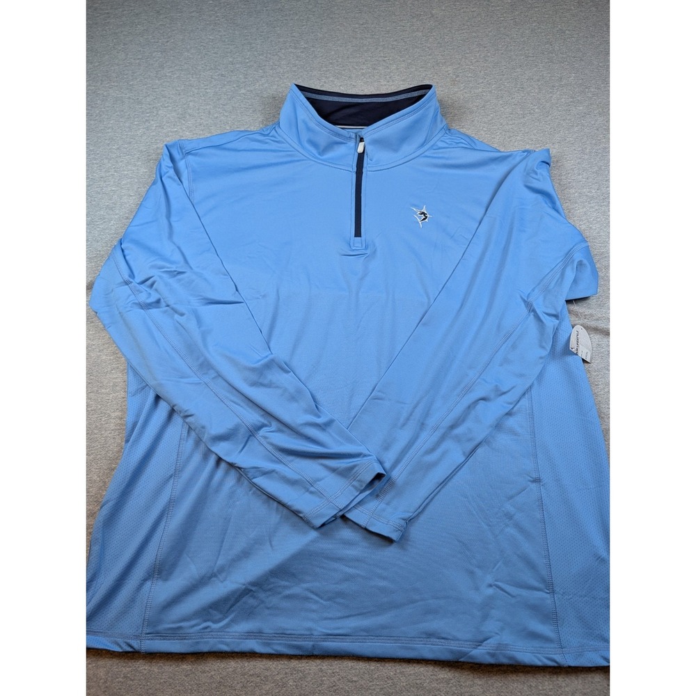White Water Mens 3XL Blue Performance Quarter Zip Pullover Marlin Fishing Shirt